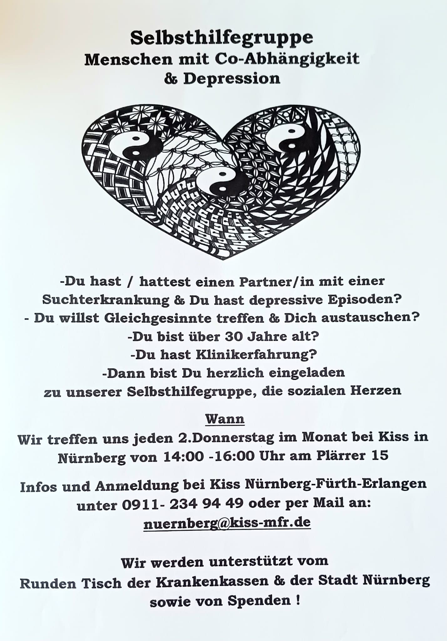 Der Original-Aushang der Selbsthilfegruppe mit dem Herz-Motiv